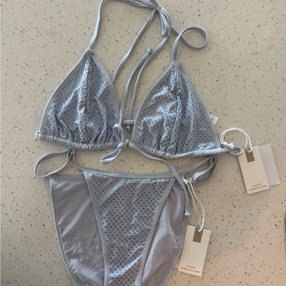 Good American Shimmering Gray Bikini Set